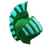 YEKEYI - Gorro divertido de yelmo de caballero con barba, gorro de invierno hecho a mano de punto, gorro grueso, sombrero de pulpo, máscara de Halloween, cosplay, pasamontañas, verde, Talla única