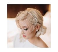 YEKIM Velo de Novia Velos Negros con Diadema para Novia con Cuentas de Cristal, Jaula para pájaros, máscara de Red Facial, Accesorio para el Cabello, Velo Encantador para Tocado de Boda
