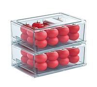 YekouMax Organizador Nevera,Transparente Grande Recipiente de Plástico Organizador Despensa, Caja de Almacenamiento de Cajón Para Verduras, Frutas, Sin BPA (2 Cajones, Grande)