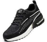 YEKOYIOO Zapatos de Seguridad para Hombre Mujer,Zapatos Deportivo con Cámara de Aire Zapatos de Trabajo Cómodo con Puntera de Acero Ligero Transpirable Apto para Cocinas,Construcción Gris 42 EU