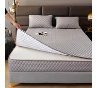 Yekuhe Fundas de Colchón con Cremallera 135x190/150x200/90x190, Protector de Colchón Acolchado Transpirable y Ajustable Cubre Colchon Microfibra Relleno Poliester(Gray,135x190+25cm)