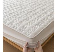 Yekuhe Protector de Colchón Acolchado 150 x 200/180 x 200 Transpirable y Ajustable Fundas de Colchón Elástico En Todo El Contorno Cubre Colchon(White,150x200cm)