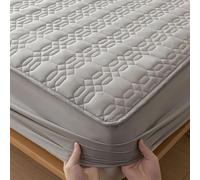 Yekuhe Protector de Colchón Acolchado 150 x 200/180 x 200 Transpirable y Ajustable Fundas de Colchón Elástico En Todo El Contorno Cubre Colchon(Gray,180x200cm)