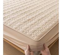 Yekuhe Protector de Colchón Acolchado 150 x 200/180 x 200 Transpirable y Ajustable Fundas de Colchón Elástico En Todo El Contorno Cubre Colchon(Beige,150x200cm)