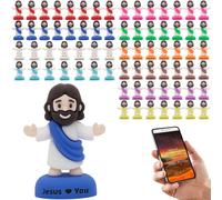 Yelakey Pequeñas figuras de Jesús con patrón de acceso diario a las Escrituras, paquete de 36 mini figuras "Jesus Loves You" a granel, pequeños regalos religiosos para Navidad, escondite, rellenos de