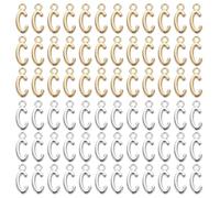 YELARXI Abalorio de letra A-Z con inicial del alfabeto de aleación, 0.3 pulgadas de ancho, apto para hacer joyas, pulseras, collares, C (paquete de 100 unidades, plata brillante/oro oscuro), 0.24 x