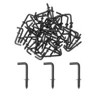 YELARXI Ganchos de tornillo en forma de L de acero al carbono con 7 formas de ángulo recto, 5/8 pulgadas para colgar en el hogar, lugar de trabajo, oficina (30 unidades, negro)