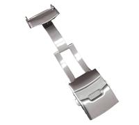 YELEMEABHB Cierre de acero inoxidable 304L for botón pulsador for correa de reloj de 18, 20, 22 y 24 mm, cierre plegable sólido. Watch clasp(Silver,24mm)