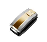 YELEMEABHB Cierre deslizante de correa de reloj de 9 x 9 mm, compatible for Rolex Daytona Submariner GMT Yacht-Master hebilla de acero inoxidable for botón de ajuste fino. Watch clasp(Silver Gold)