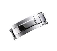 YELEMEABHB Cierre deslizante de correa de reloj de 9 x 9 mm, compatible for Rolex Daytona Submariner GMT Yacht-Master hebilla de acero inoxidable for botón de ajuste fino. Watch clasp(B Silver)