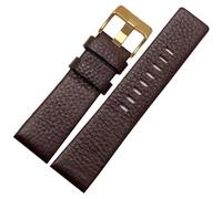YELEMEABHB Compatible for correas de cuero for reloj for Diesel DZ7333, DZ7348 y DZ4318 de 22 mm, 24 mm, 26 mm, 28 mm y 30 mm, color negro, blanco, marrón y rojo. Correa de reloj(Brown gold,26mm)
