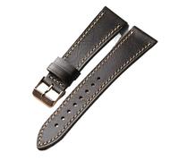 YELEMEABHB Correa de cuero encerado hecha a mano, adecuada for correas de reloj antiguas de 18, 19, 20, 21 y 22 mm, correa de cuero suave for hombre, estilo retro. Correa de reloj(B Rose gold Buckle,2