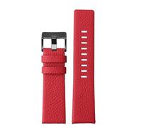 YELEMEABHB Correa de cuero genuino compatible for Diesel DZ7395, 7370 y 7257. Estampado de lichi for remaches rojos en 22, 24, 26, 28 y 30 mm. Correa de reloj(Red black,22mm)