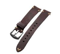 YELEMEABHB Correa de piel de vaca for capa de cabeza de color rojo parduzco, suave y fina, hecha a mano, de 18, 19, 20, 21 y 22 mm, estilo vintage for hombre. Correa de reloj(Silver buckle,19mm)