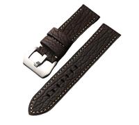 YELEMEABHB Correa de piel tiburón hecha a mano, 20, 22 y 24 mm, estilo vintage, compatible for el brazalete for PAM111 441 for hombre Correa de reloj(Maroon Silver Buckle,24mm)