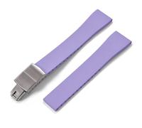 YELEMEABHB Correa de reloj de caucho FKM CTS de 16 mm, 18 mm, 19 mm, 20 mm, 21 mm y 22 mm, for hebilla plateada de mariposa de liberación rápida y corte a medida. Watch clasp(Purple2 With Buckle,19mmx