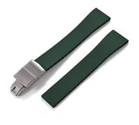YELEMEABHB Correa de reloj de caucho FKM CTS de 16 mm, 18 mm, 19 mm, 20 mm, 21 mm y 22 mm, for hebilla plateada de mariposa de liberación rápida y corte a medida. Watch clasp(Green With Buckle,20mmx16