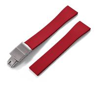 YELEMEABHB Correa de reloj de caucho FKM CTS de 16 mm, 18 mm, 19 mm, 20 mm, 21 mm y 22 mm, for hebilla plateada de mariposa de liberación rápida y corte a medida. Watch clasp(Red With Buckle,20mmx16mm