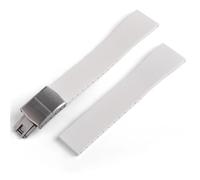 YELEMEABHB Correa de reloj de caucho FKM CTS de 16 mm, 18 mm, 19 mm, 20 mm, 21 mm y 22 mm, for hebilla plateada de mariposa de liberación rápida y corte a medida. Watch clasp(White With Buckle,19mmx16
