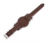 YELEMEABHB Correa de reloj de cuero genuino de 18 mm, 20 mm y 22 mm, estilo vintage, for pulseras en negro, marrón y café mate for hombre. Correa de reloj(Coffee-white line,18mm)