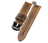 YELEMEABHB Correa de reloj de cuero hecha a mano de 20, 21, 22, 23, 24 y 26 mm, doblada por la mitad for crear una capa superior suave de piel de becerro, estilo retro, compatible for PAM111. Correa d