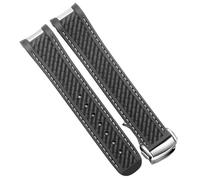 YELEMEABHB Correa de reloj de goma compatible for relojes de buceo for Omega AT150 Seamaster 300 AQUA TERRA, correa de silicona negra y azul de 20 mm. Correa de reloj(Black white silver)