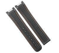 YELEMEABHB Correa de reloj de goma compatible for relojes de buceo for Omega AT150 Seamaster 300 AQUA TERRA, correa de silicona negra y azul de 20 mm. Correa de reloj(Black orange no CL)