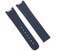 YELEMEABHB Correa de reloj de goma compatible for relojes de buceo for Omega AT150 Seamaster 300 AQUA TERRA, correa de silicona negra y azul de 20 mm. Correa de reloj(Blue no clasp)