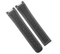 YELEMEABHB Correa de reloj de goma compatible for relojes de buceo for Omega AT150 Seamaster 300 AQUA TERRA, correa de silicona negra y azul de 20 mm. Correa de reloj(Black white no clasp)