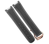 YELEMEABHB Correa de reloj de goma compatible for relojes de buceo for Omega AT150 Seamaster 300 AQUA TERRA, correa de silicona negra y azul de 20 mm. Correa de reloj(Black white RG)