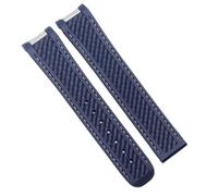 YELEMEABHB Correa de reloj de goma compatible for relojes de buceo for Omega AT150 Seamaster 300 AQUA TERRA, correa de silicona negra y azul de 20 mm. Correa de reloj(Blue white no clasp)