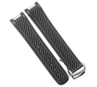 YELEMEABHB Correa de reloj de goma compatible for relojes de buceo for Omega AT150 Seamaster 300 AQUA TERRA, correa de silicona negra y azul de 20 mm. Correa de reloj(Black silver)