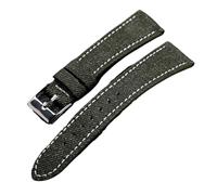 YELEMEABHB Correa de reloj de mezclilla hecha a mano de 18, 19, 20 y 22 mm, de cuero negro y verde, suave, ultrafina, de liberación rápida, for relojes vintage de hombre. Correa de reloj(Verde,21mm)