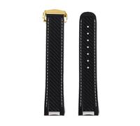 YELEMEABHB Correa de reloj de silicona y caucho de 20 mm compatible for Omega Seamaster 300 AT150 y for Rolex Black Green Water Ghost for hebilla plegable. Correa de reloj(Black gold)