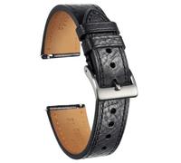 YELEMEABHB Correa de reloj for hombre, estilo vintage, suave, hecha a mano, de cuero, de liberación rápida, 22 mm, 18 mm y 20 mm. Correa de reloj(119BLK-BLK,20mm)