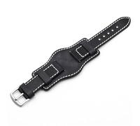 YELEMEABHB Correa de reloj vintage hecha a mano de 20 mm, 22 mm y 24 mm, de piel auténtica con banda de piel de vaca mate, compatible con relojes for Fossil. Correa de reloj(Noir,22mm)