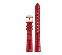 YELEMEABHB Cuero genuino for Casio LTP-V007L/1208/LTH-1060/4048, for brazalete for mujer, correa roja de 14 mm. Correa de reloj(Red rose gold)