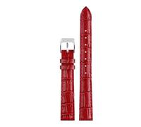 YELEMEABHB Cuero genuino for Casio LTP-V007L/1208/LTH-1060/4048, for brazalete for mujer, correa roja de 14 mm. Correa de reloj(Red silver clasp)