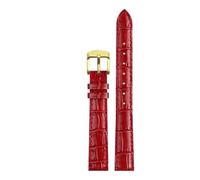 YELEMEABHB Cuero genuino for Casio LTP-V007L/1208/LTH-1060/4048, for brazalete for mujer, correa roja de 14 mm. Correa de reloj(Red gold clasp)