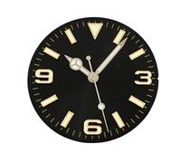 YELEMEABHB Esfera de reloj 28,5 mm + manecillas luminosas verdes modificadas for 369 clavos, compatible for movimientos NH35/NH36/4R/7S marcar(C3)