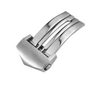 YELEMEABHB Hebilla de reloj de acero inoxidable 316L de 18 mm, compatible for correa de reloj for Tag Heuer de cuero y caucho, cierre desplegable, botón de mariposa, accesorios. Watch clasp(Silver Glo
