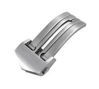 YELEMEABHB Hebilla de reloj de acero inoxidable 316L de 18 mm, compatible for correa de reloj for Tag Heuer de cuero y caucho, cierre desplegable, botón de mariposa, accesorios. Watch clasp(Silver Mat