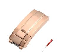 YELEMEABHB Hebilla plegable de 16 mm compatible for Rolex Daytona Datejust Water Ghost Yacht Submariner, cierre plegable de acero inoxidable for hombre y mujer. Watch clasp(16mm-Rose gold)