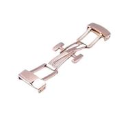 YELEMEABHB Hebilla plegable de acero inoxidable 316L, compatible for correa for Patek Philippe cierre de mariposa botón desplegable de calidad PP cierre de reloj de 18 mm. Watch clasp(Rose gold)