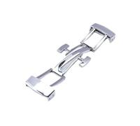 YELEMEABHB Hebilla plegable de acero inoxidable 316L, compatible for correa for Patek Philippe cierre de mariposa botón desplegable de calidad PP cierre de reloj de 18 mm. Watch clasp(Silvery)