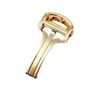 YELEMEABHB Hebilla plegable de acero inoxidable compatible for Cartier Blue Ballons Pasha Santos, hebilla plegable de doble presión, 14, 16 y 18 Watch clasp(Gold,16mm)