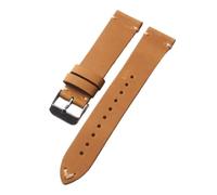 YELEMEABHB Pulsera de cuero ultrafina hecha a mano, 18, 19, 20, 21 y 22 mm, marrón y gris, estilo vintage for hombre. Correa de reloj(B Silver Buckle,21mm)