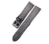 YELEMEABHB Pulsera de piel de pata de avestruz hecha a mano, 18 mm, 19 mm, 20 mm, 21 mm y 22 mm. Accesorios de reloj personalizados for hombre. Correa de reloj(Black sliver,19mm)