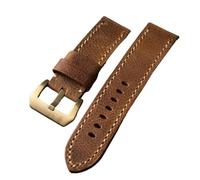 YELEMEABHB Pulsera de piel de vaca for capas de cabeza hecha a mano, reloj de bronce de 20, 22 y 24 mm. Pulsera de piel de vaca for capas de cabeza, latón puro. Correa de reloj(A clasp,22mm)