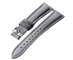YELEMEABHB Tela Oxford + correa de cuero genuino, 18 19 20 22 mm, liberación suave y rápida, retro a prueba de polvo, impermeable y resistente al desgaste. Correa de reloj(B Silver Brack,22mm)